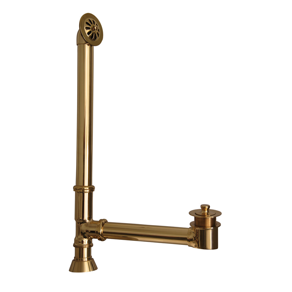 Complete Tub and Shower Kit with Faucet, Rod, Supply Lines, & Drain in Brass