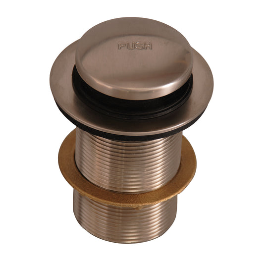 Push Button Tub Drain Assembly 4" Long Threaded in Brushed Nickel
