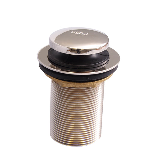 Push Button Tub Drain Assembly 4" Long Threaded in Polished Nickel