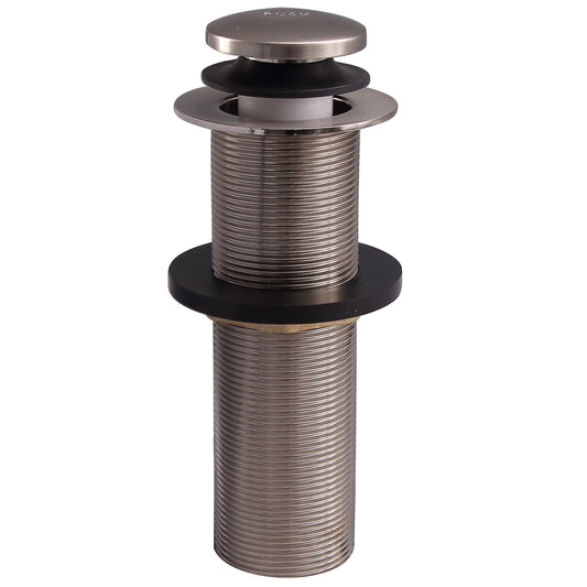 Push Button Tub Drain Assembly 6" Long Threaded in Brushed Nickel