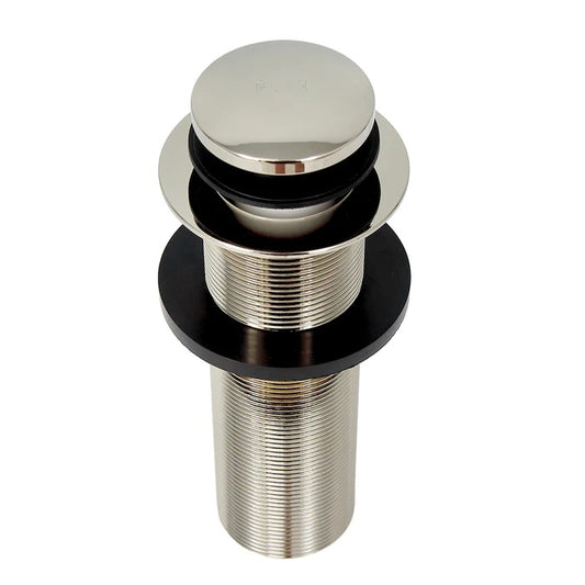 Push Button Tub Drain Assembly 6" Long Threaded in Polished Nickel