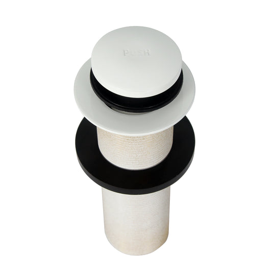 Push Button Tub Drain Assembly 4" Long Threaded in White