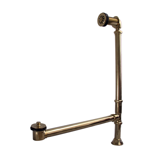 Freestanding Tub Leg Drain and Pivoting Overflow in Polished Brass