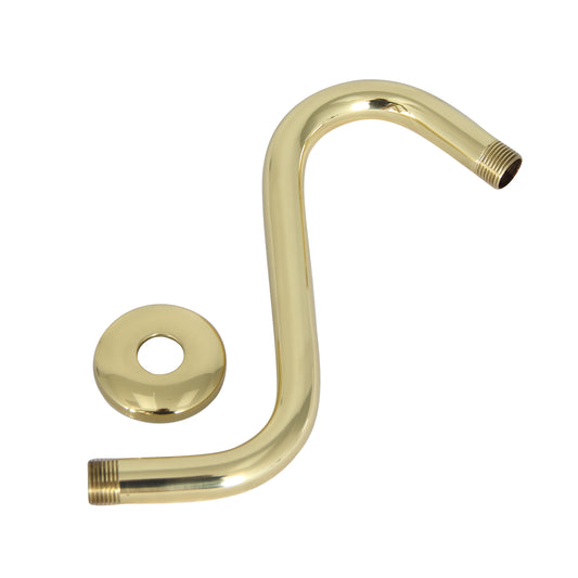 8" Offset Shower Head "S" Arm with Flange Polished Brass