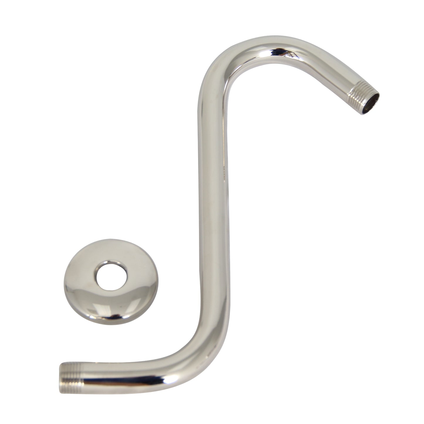 8" Offset Shower Head "S" Arm with Flange Polished Nickel