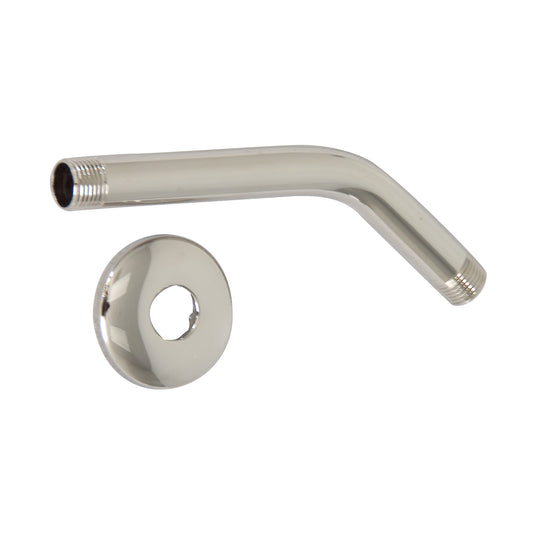 8" Standard Shower Head Arm with Flange Polished Nickel