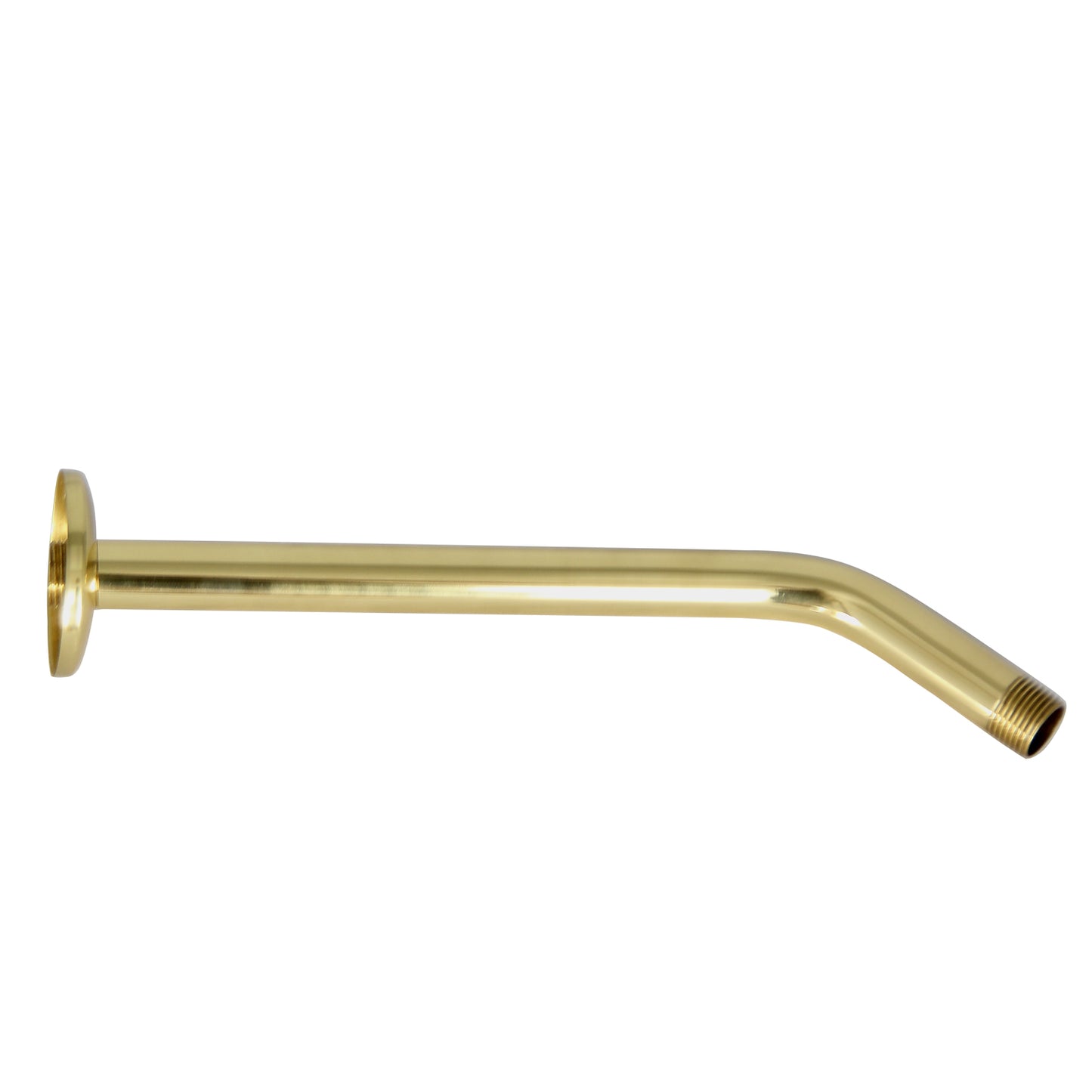 12" Standard Angled Shower Head Arm with Flange Polished Brass