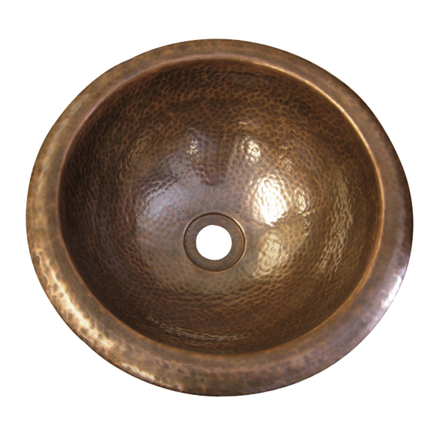 Abita 12" Round Hammered Antique Copper Drop In Sink