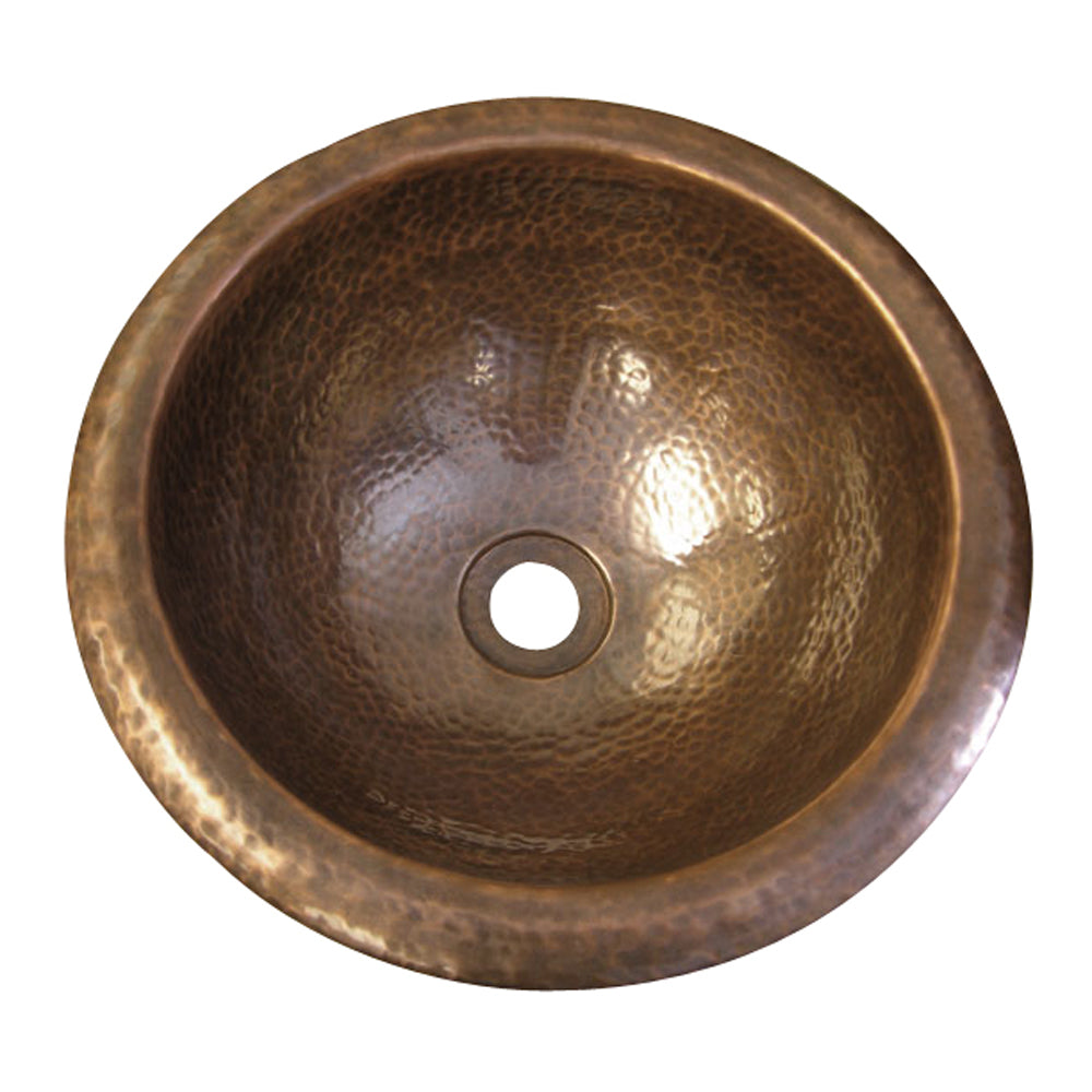 Aldo Hammered Antique Copper Round Self Rimming Basin Sink