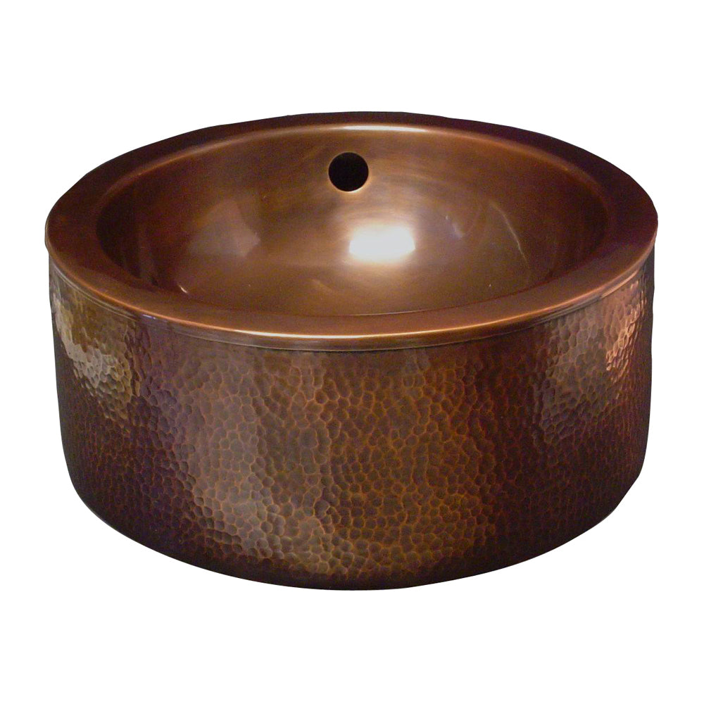 Colbran Vessel Basin Sink 15" Round Double Walled Antique Copper