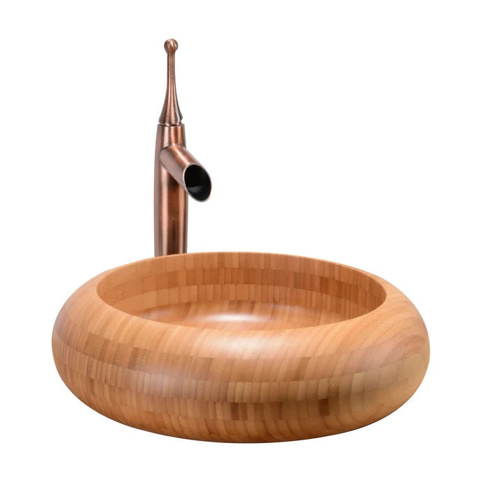 Malta 16-1/2" Round Bamboo Vessel Sink with Natural Finish