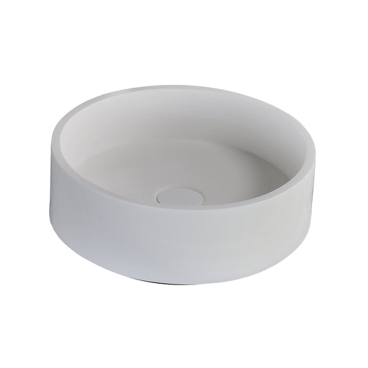 Aura Resin 15-3/4" Round Vessel Sink with Gloss White Finish