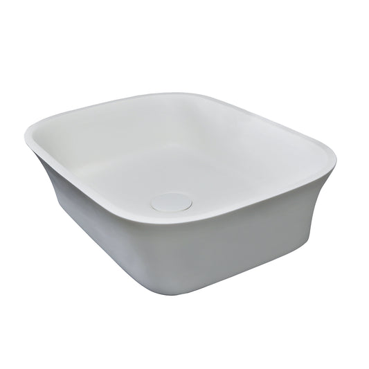 Jeri Resin 22" x 14" Rectangle Vessel Sink with Matte White Finish