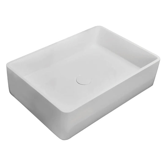 Leopold Resin 24" x 16" Rectangle Vessel Sink with Gloss White Finish