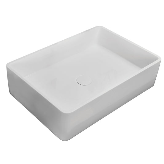 Leopold Resin 24" x 16" Rectangle Vessel Sink with Matte White Finish
