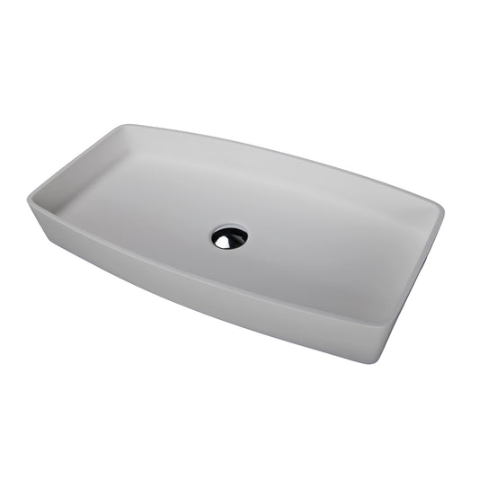Marbella Resin 27" x 14-1/2" Rectangle Vessel Sink with Matte White Finish