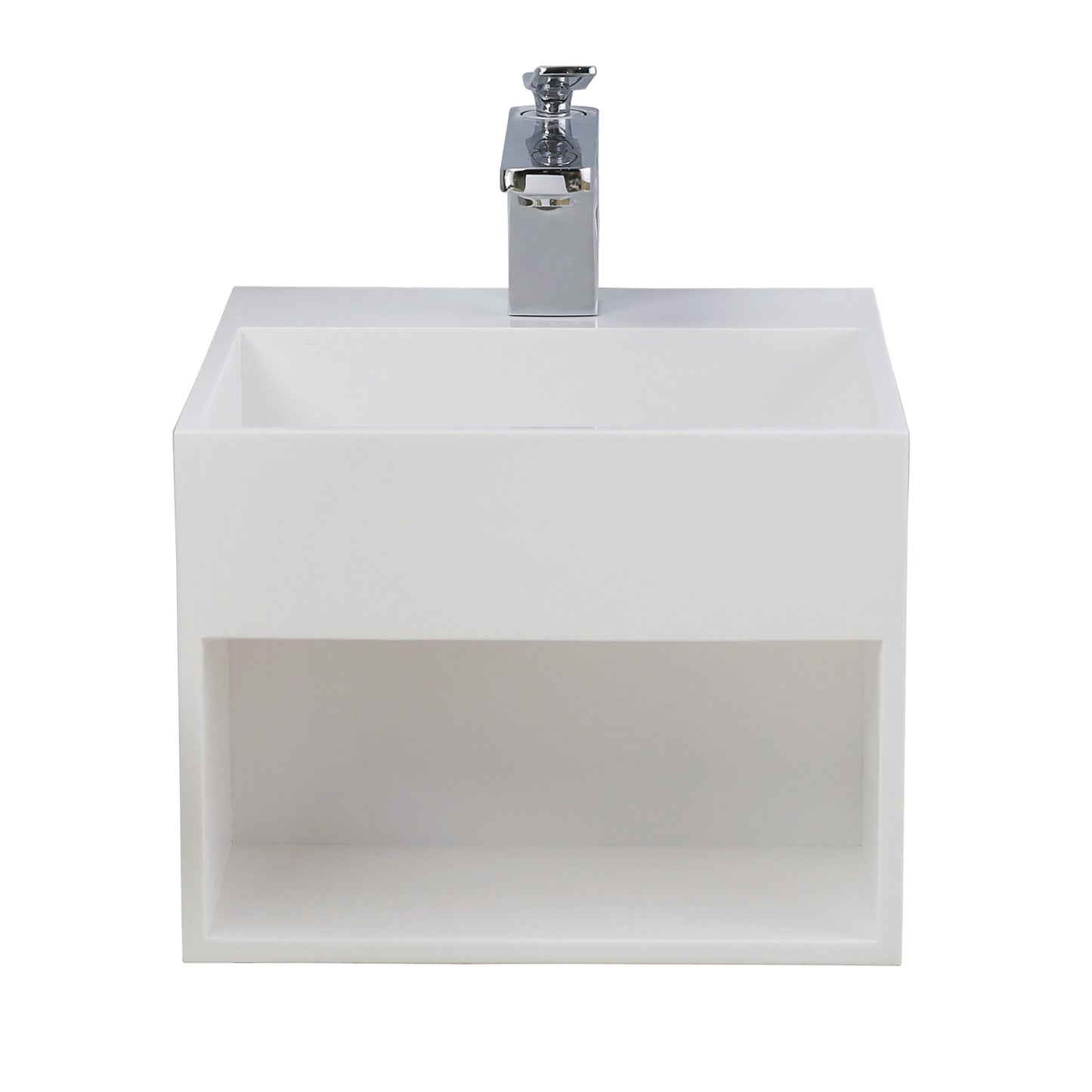 Sanders Resin Wall Hung Sink with Shelf Matte White with 1 Faucet Hole