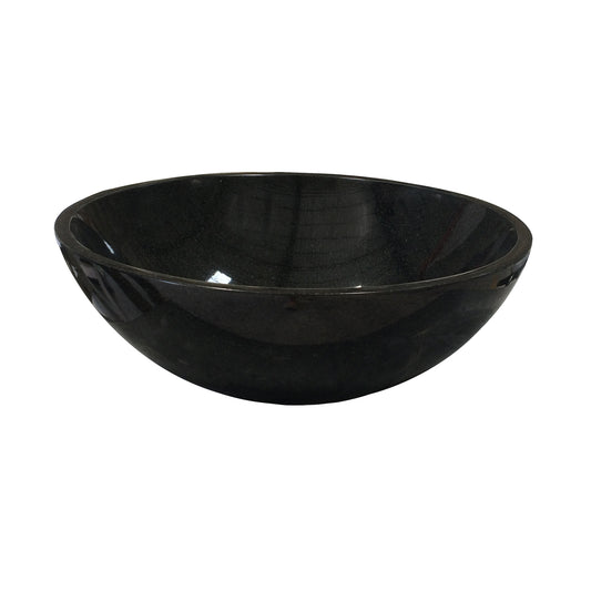 Desmond 16" Round Black Granite Vessel Sink with Polished Finish