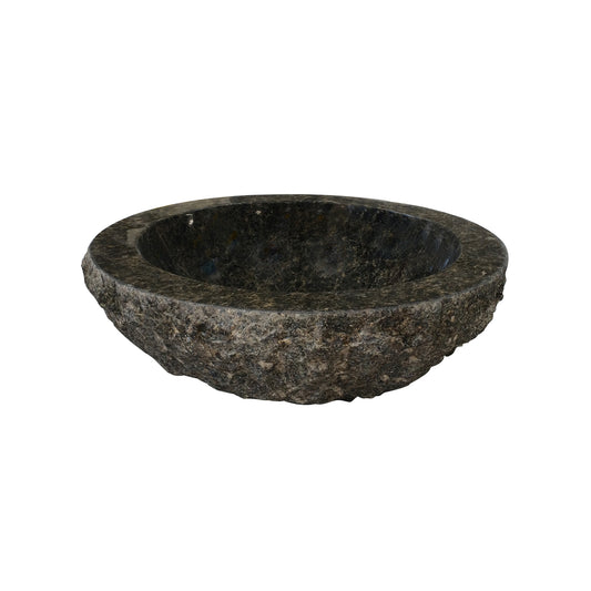 Egerton 17" Round Uba Tuba Granite Vessel Sink with Chiseled Exterior