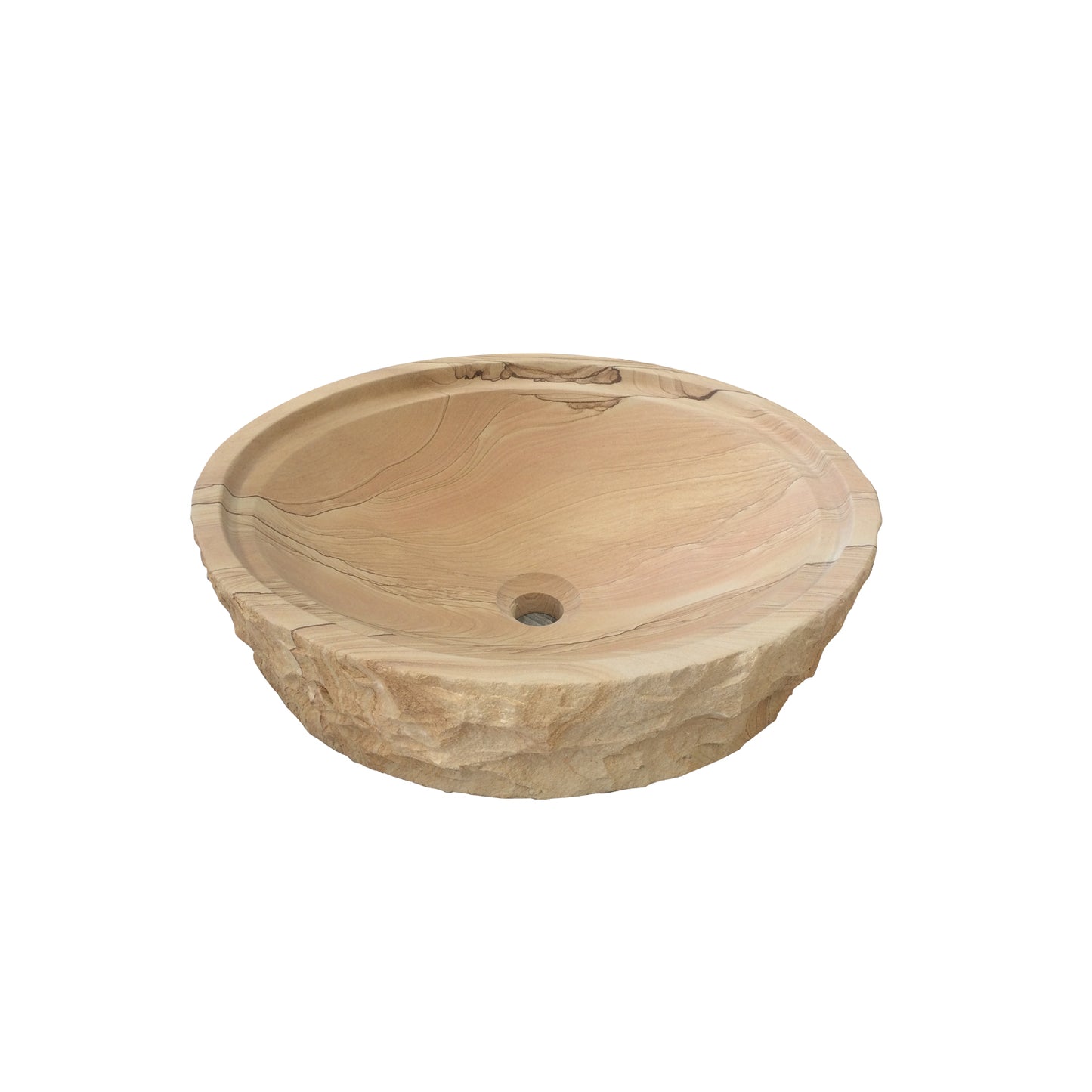 Mesquite Sandstone Vessel Sink 22" L x 15" Oval with Chiseled Finish