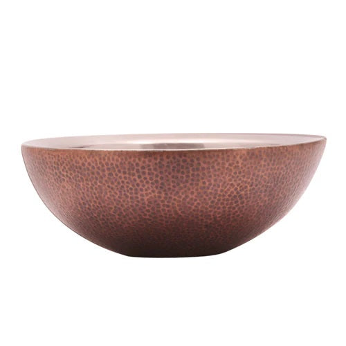 Carrock Double Wall Copper Vessel Sink 16" Round  with Hammered Finish