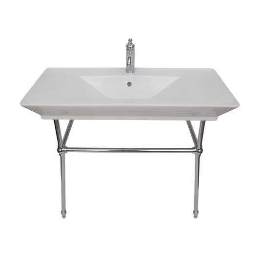 Opulence Rectangle Console Sink 1-Hole 39-1/2" White with Chrome Legs