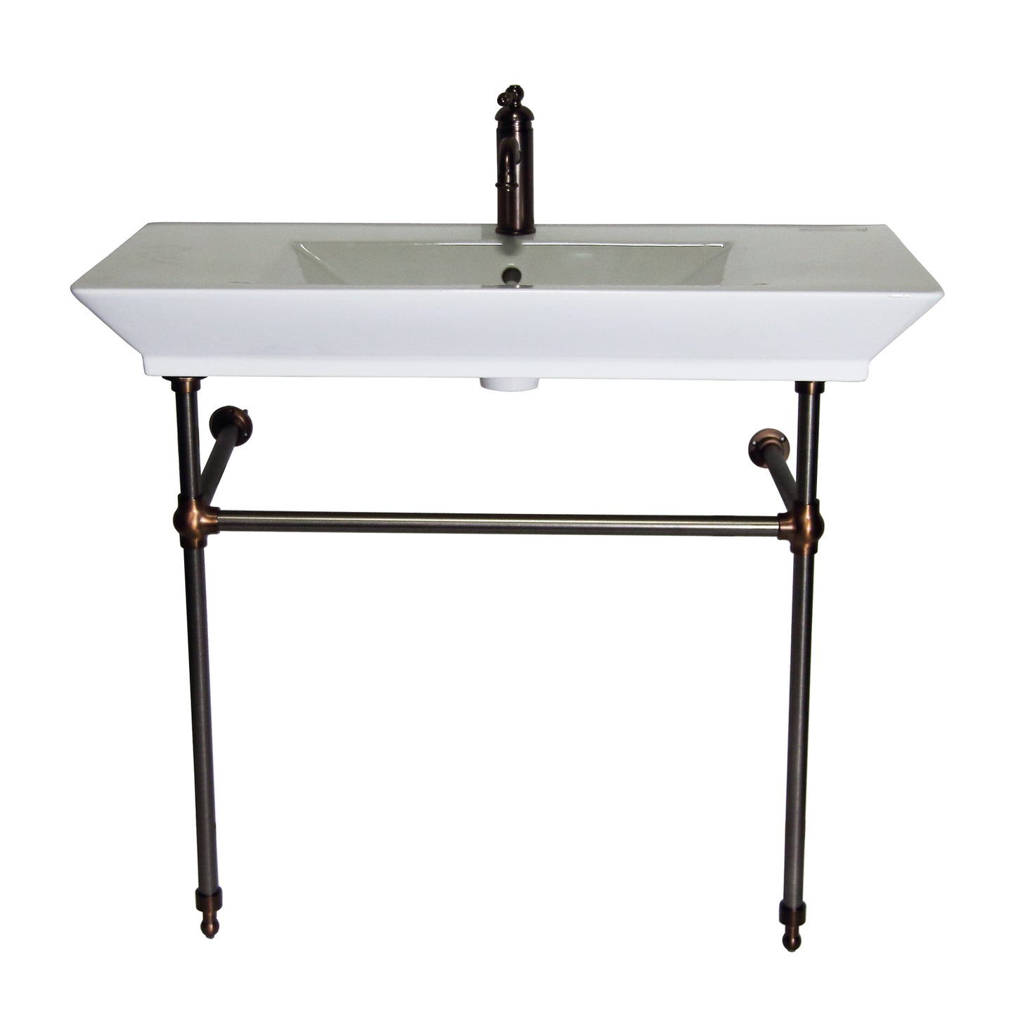 Opulence Rectangle Console Sink 1-Hole 39-1/2" White White with Oil Rubbed Bronze Legs