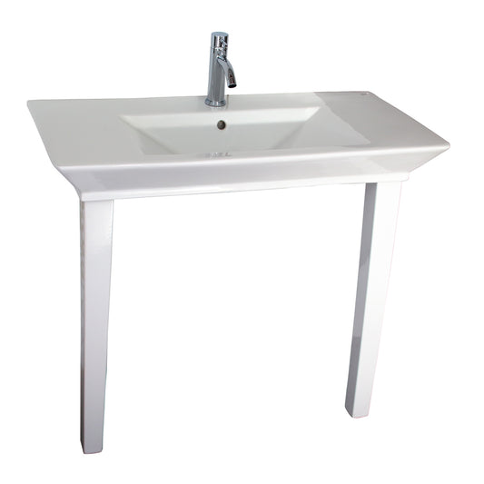 Opulence Rectangle Console Sink 1-Hole 39-1/2" White with Fire Clay Legs