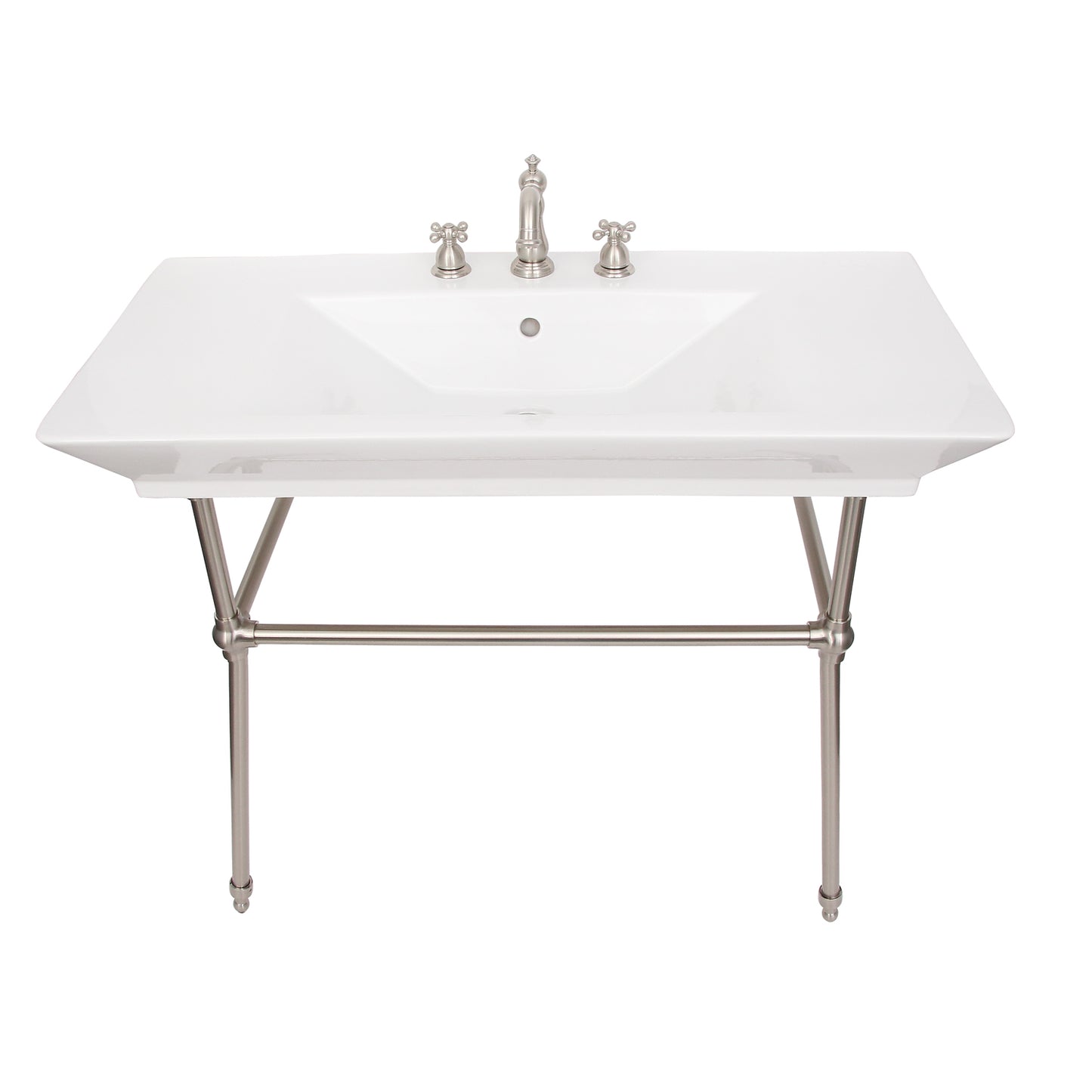 Opulence Rectangle Console Sink Widespread 39-1/2" White with Burshed Nickel Legs