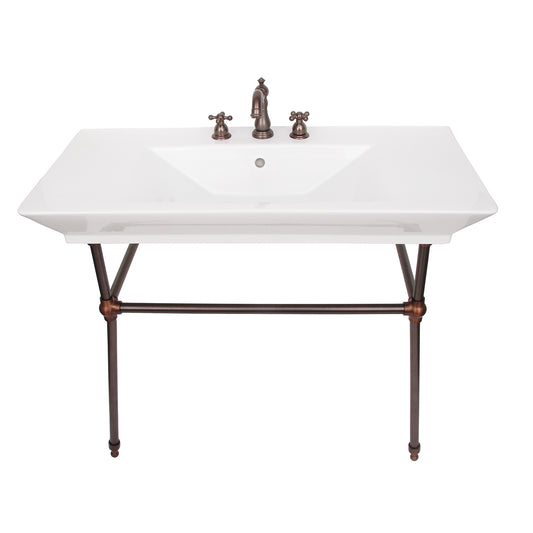 Opulence Rectangle Console Sink Widespread 39-1/2" White White with Oil Rubbed Bronze Legs