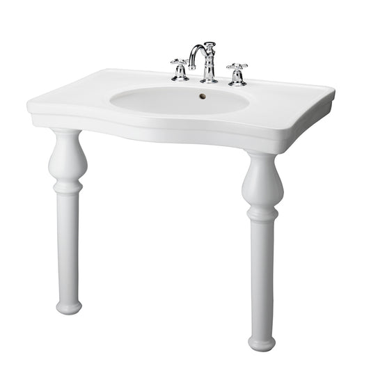 Milano 42" Console Sink 8" Widespread White with Fire Clay Legs