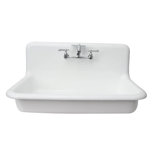 Kerville 36" Antique Style Cast Iron Wall-Hung Lavatory Sink in White