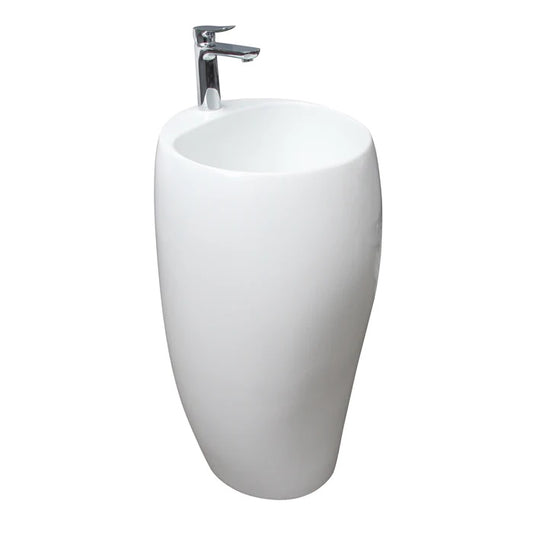 Ashley Abstract 1 Piece Pedestal Sink in Gloss White for Single Hole Faucet