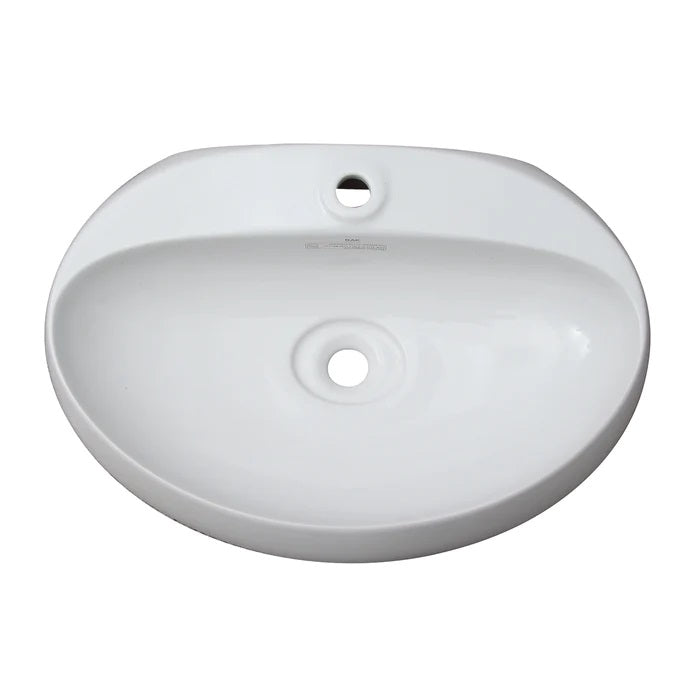 Cloud 25-5/8" Wall Hung Oval Sink in White with 1 Faucet Hole & Drain Cover