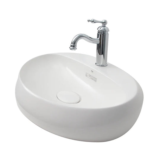 Cloud 25-5/8" Wall Hung Oval Sink in White with 1 Faucet Hole & Drain Cover