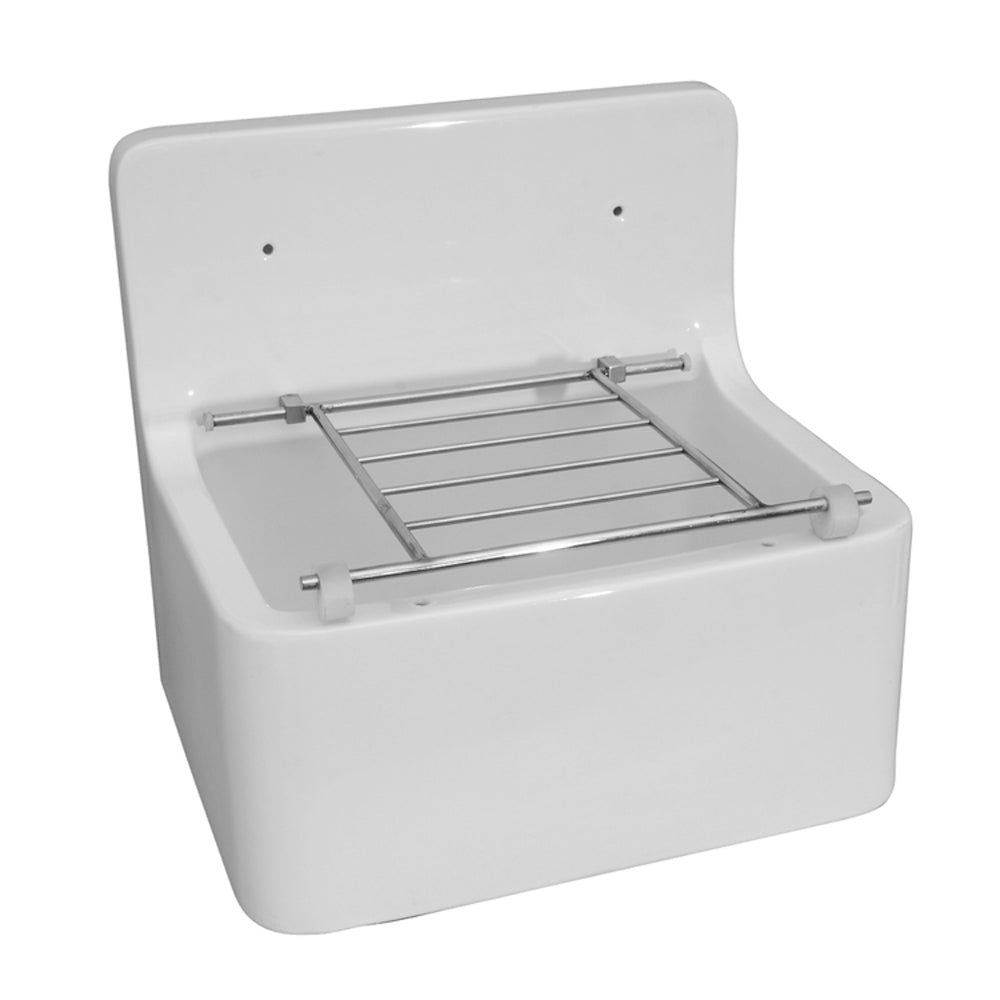 Barclay Wall Mount Cleaner Sink with Backsplash in White Fire Clay