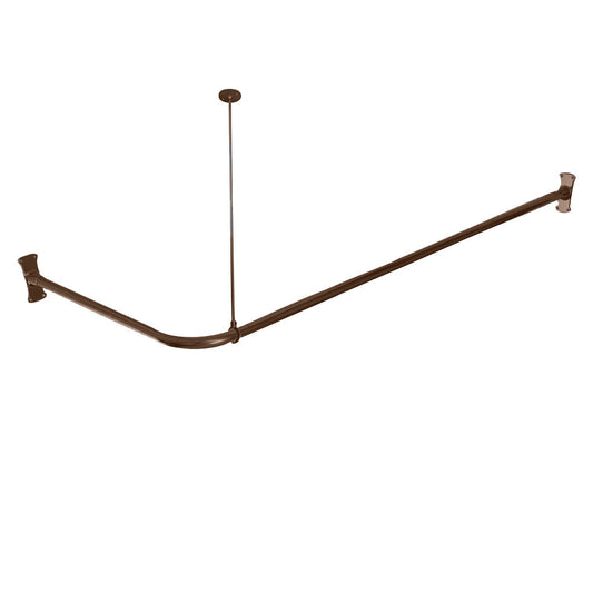 Corner L-Shape Tub Shower Rod 60" x 26" in Oil Rubbed Bronze w/ 36" Ceiling Support
