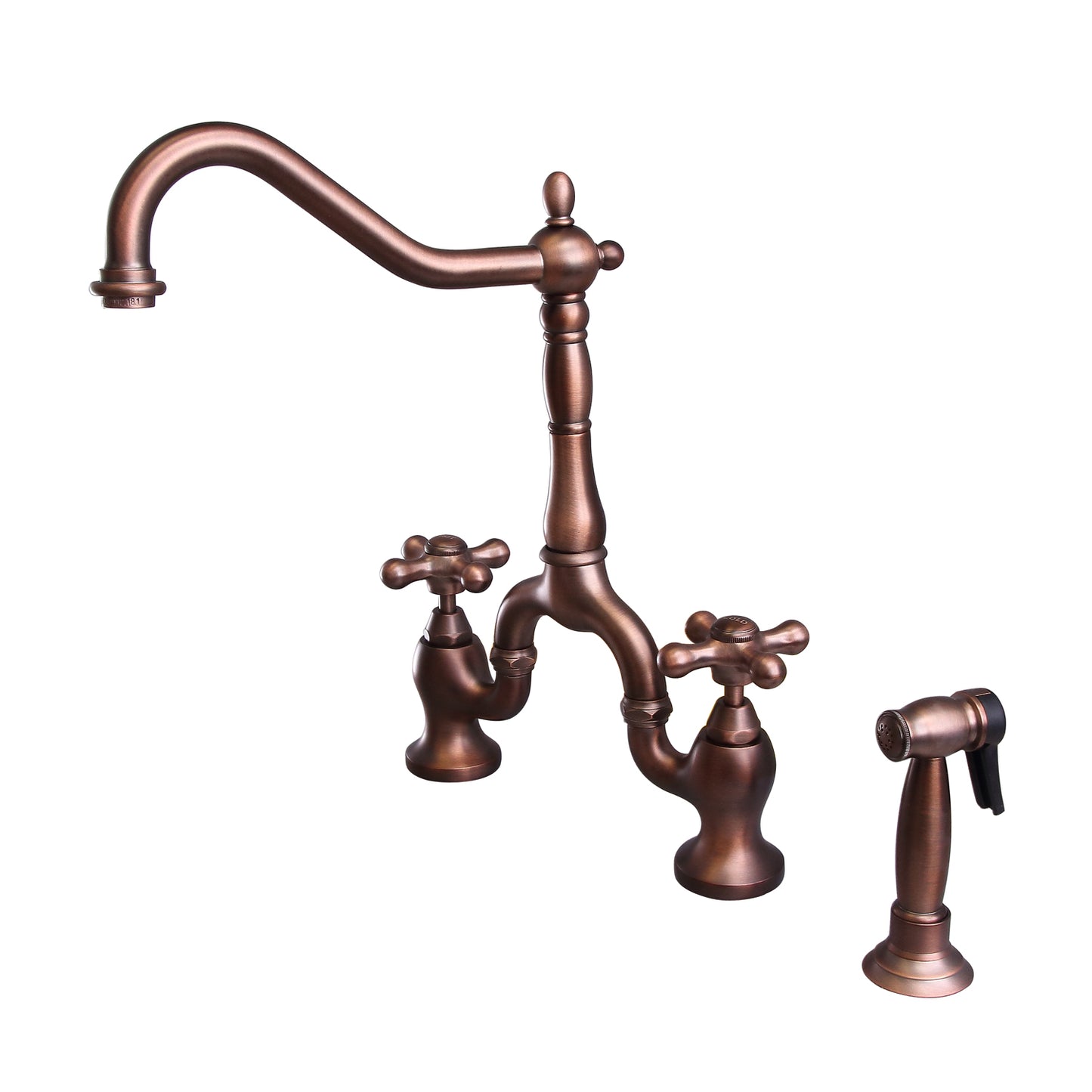 Carlton Kitchen Bridge Faucet with Sprayer & Cross Handles Oil Rubbed Bronze