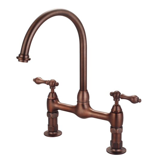 Harding Kitchen Bridge Faucet, Metal Lever Handles, Oil Rubbed Bronze