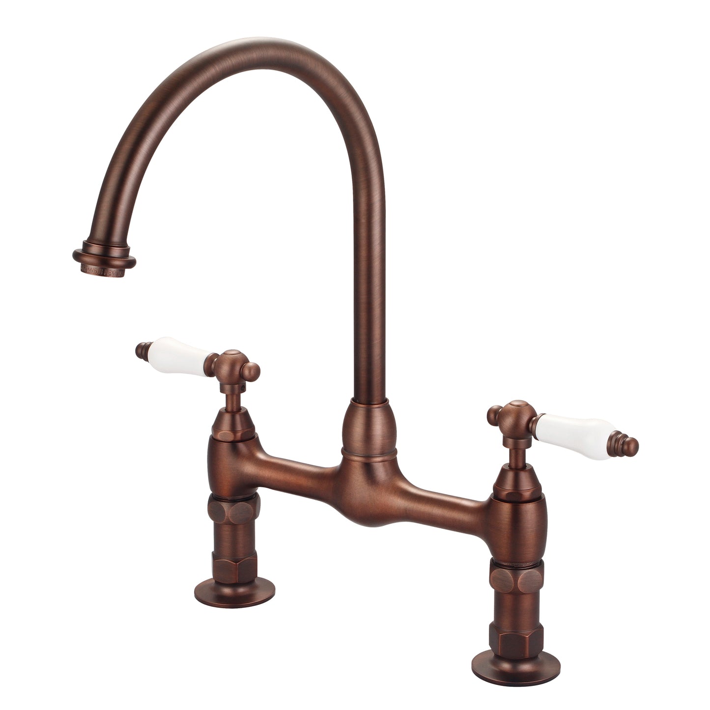 Harding Kitchen Bridge Faucet, Porcelain Lever Handles, Oil Rubbed Bronze