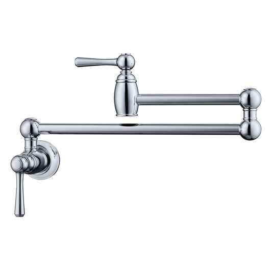 Dai Dual Handle Wall Mount Pot Filler, Polished Chrome