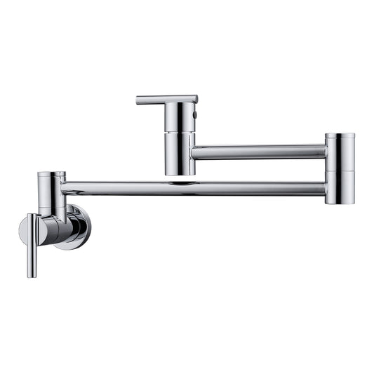 Dori Dual Handle Wall Mount Pot Filler, Polished Chrome