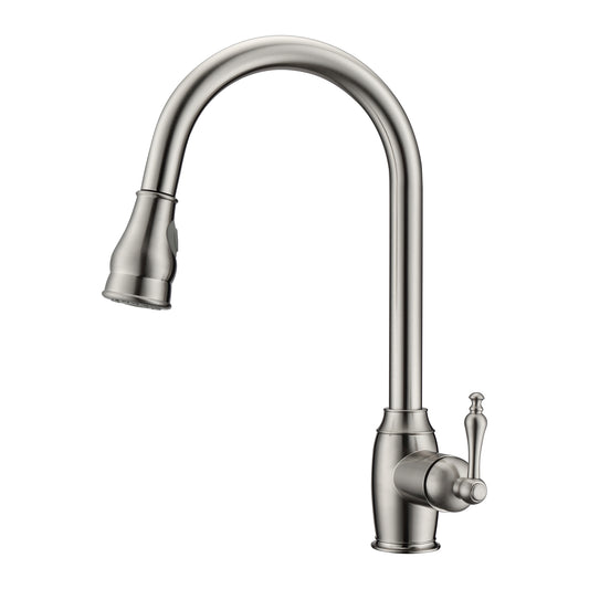 Bay 1 Kitchen Faucet, Pull-Out Sprayer, Single Lever Handle, Brushed Nickel
