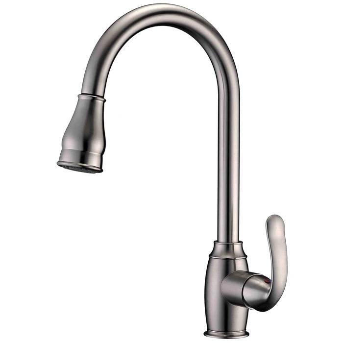 Bay Kitchen Faucet Pull-Out Sprayer Lever Handles Brushed Nickel