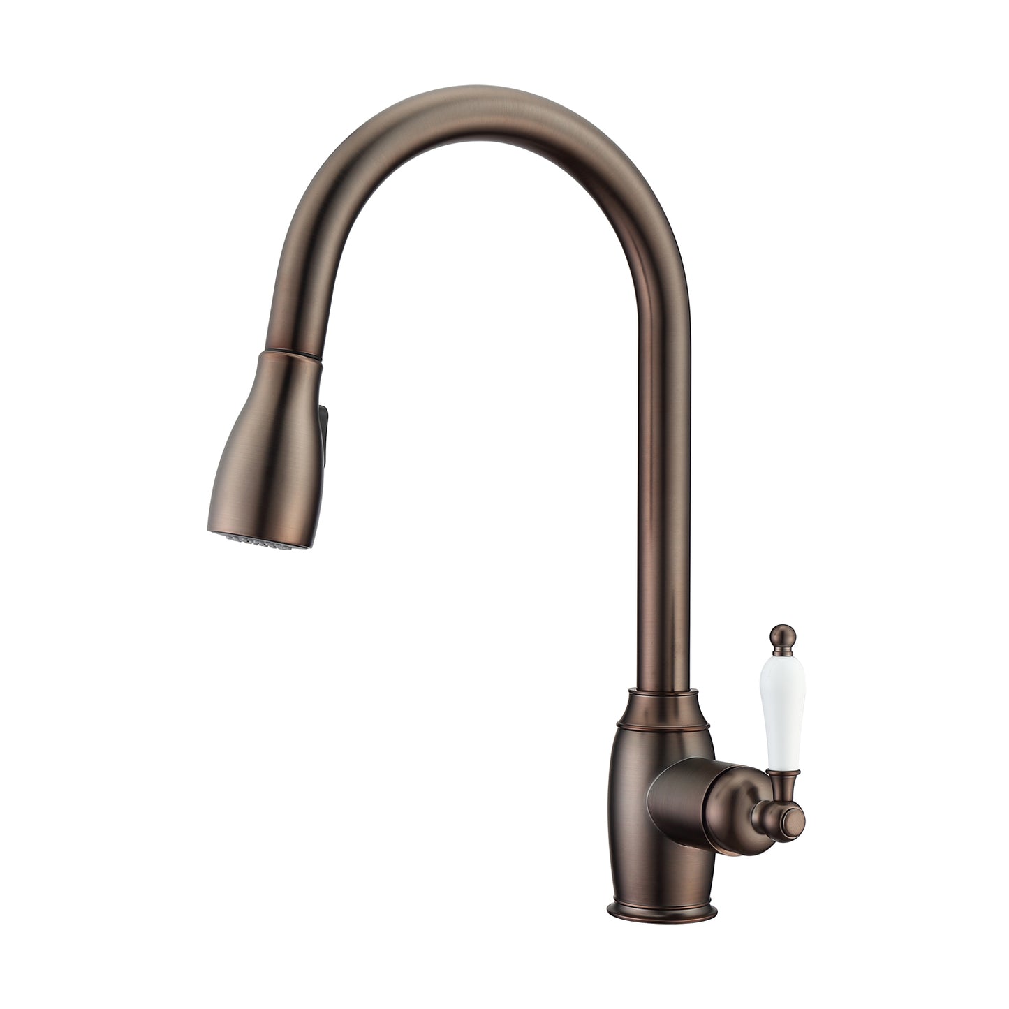 Bristo Kitchen Faucet, Pull-Out Sprayer, Single Porcelain Lever Handle, Oil Rubbed Bronze