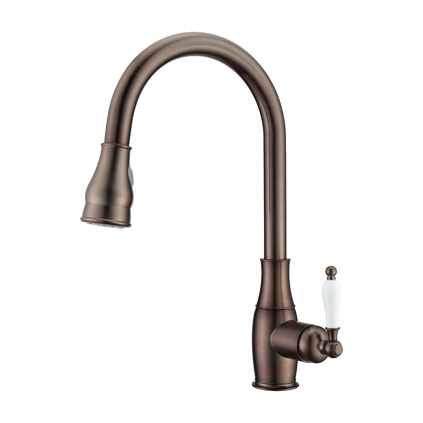 Caryl Kitchen Faucet, Pull-Out Sprayer, Single Porcelain Lever Handle, Oil Rubbed Bronze