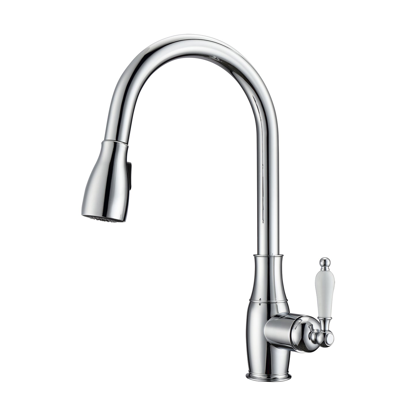 Cullen Kitchen Faucet, Pull-Out Sprayer, Single Porcelain Lever Handle, Chrome
