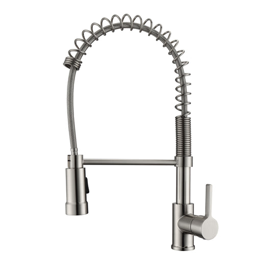 Nueva 1 Kitchen Faucet, Spring, Pull-out Sprayer, Lever Handle, Brushed Nickel