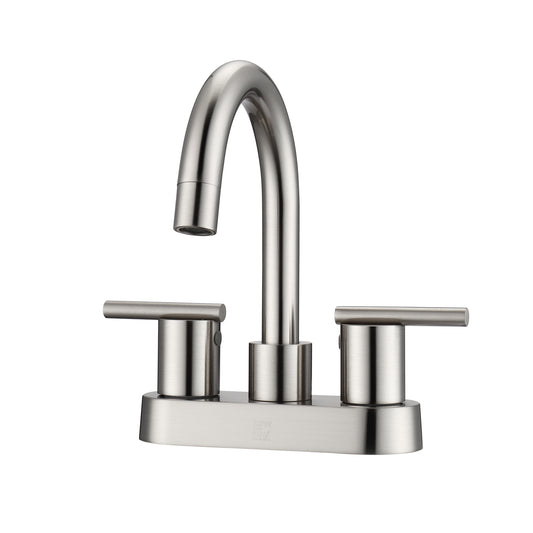 Conley Centerset Brushed Nickel Bathroom Faucet - Metal Lever Handles