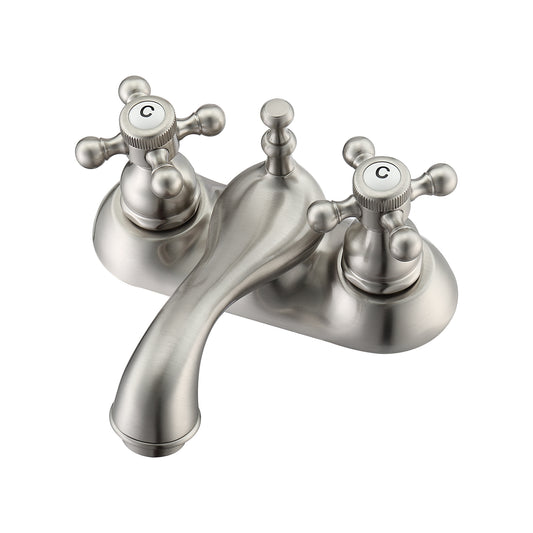 Donata Centerset Brushed Nickel Bathroom Faucet - Button Cross Handles